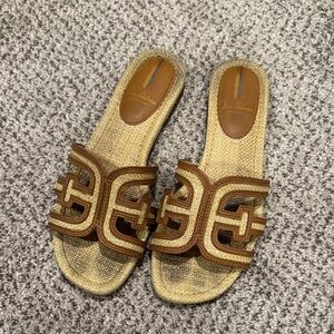 Sam Edelman Tan and Brown Woven Sandals
